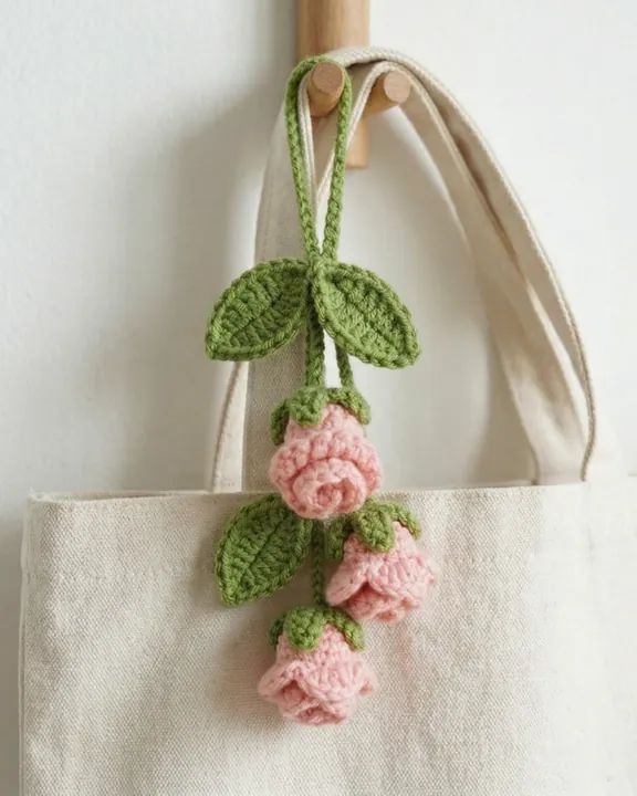 Blush Rose Bag Charm crochet pattern