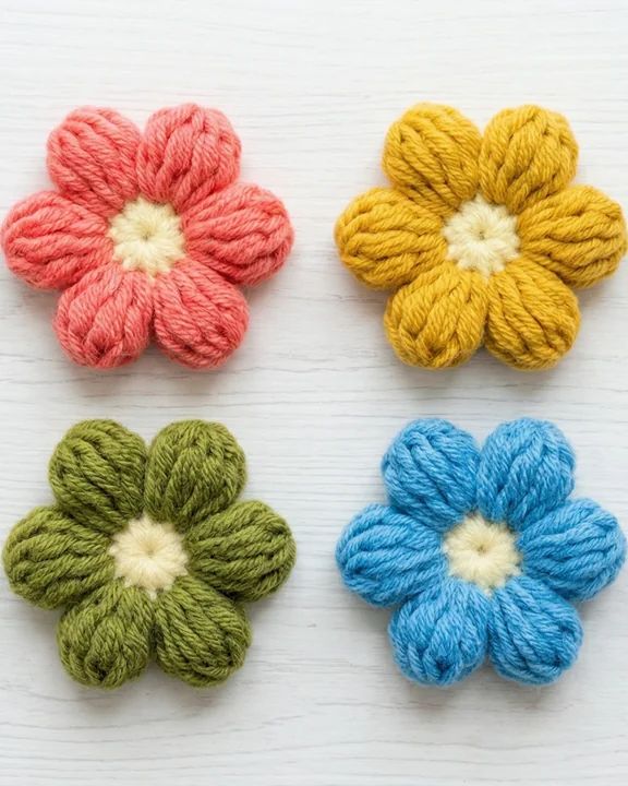 Marshmallow Puff Flower crochet pattern