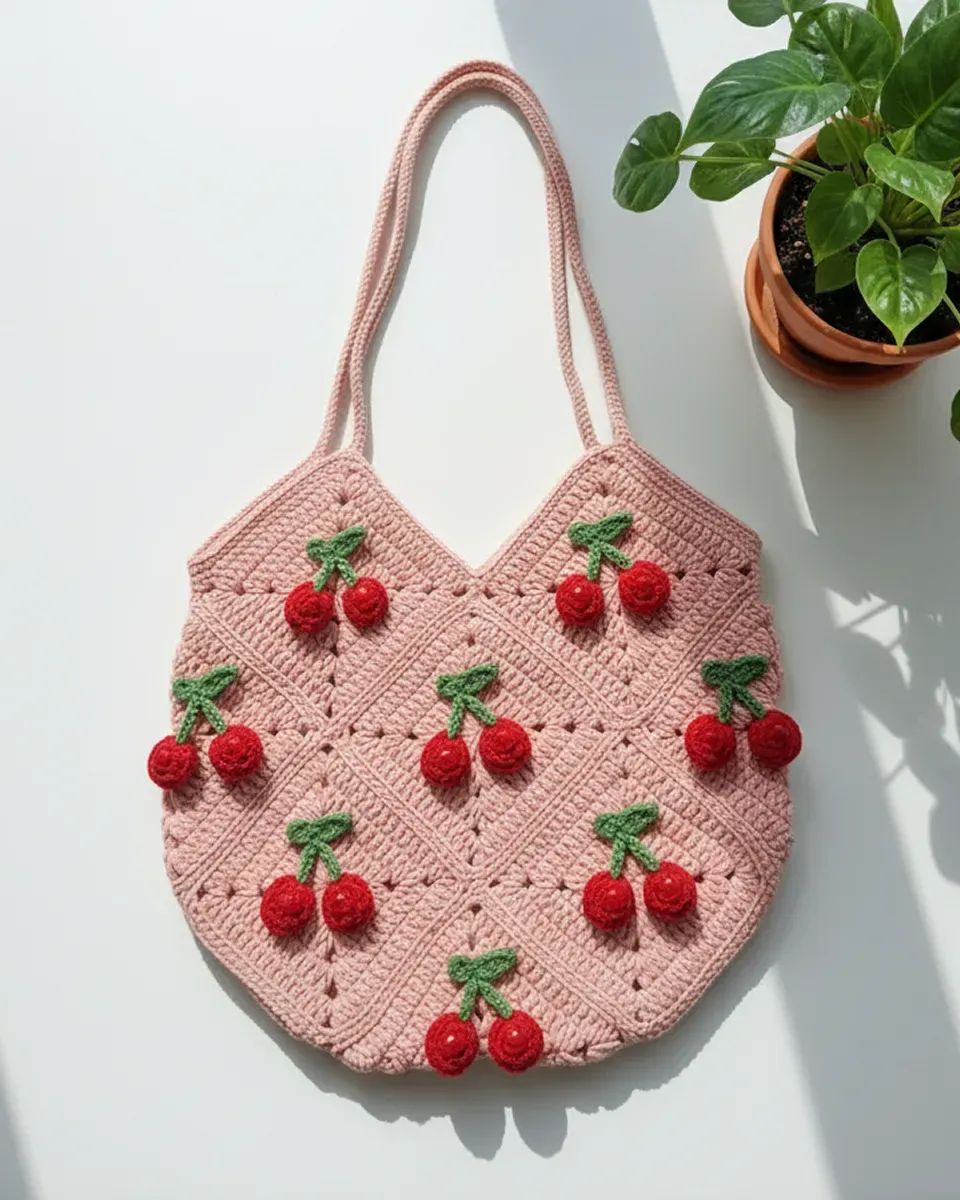 Sweet Cherry Tote crochet pattern