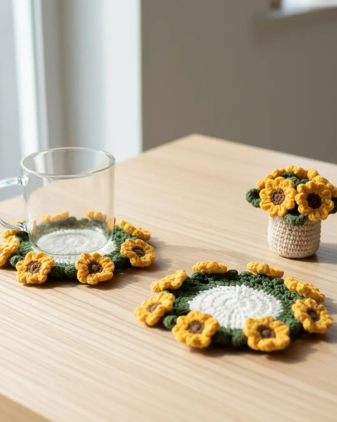 Sunflower Delight Coaster crochet pattern