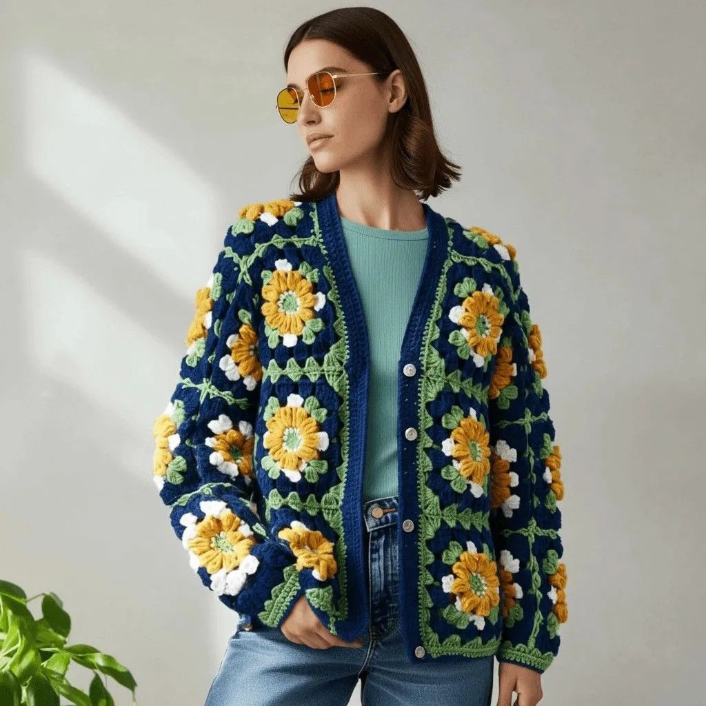 Cozy Posies Crochet Granny Cardigan crochet pattern