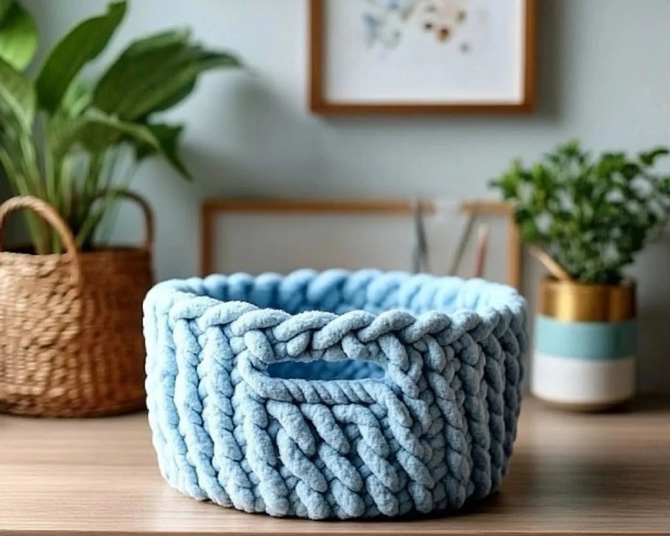 Crossed Stitch Crochet Basket crochet pattern