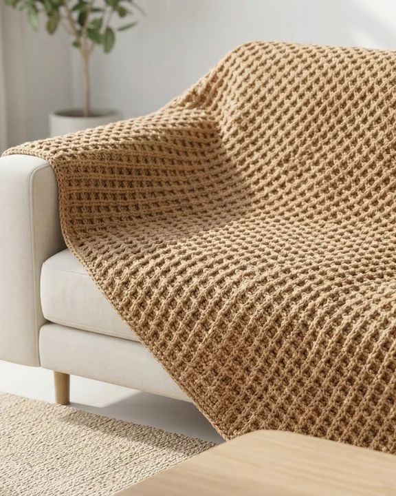 Rustic Ridge Waffle Blanket crochet pattern