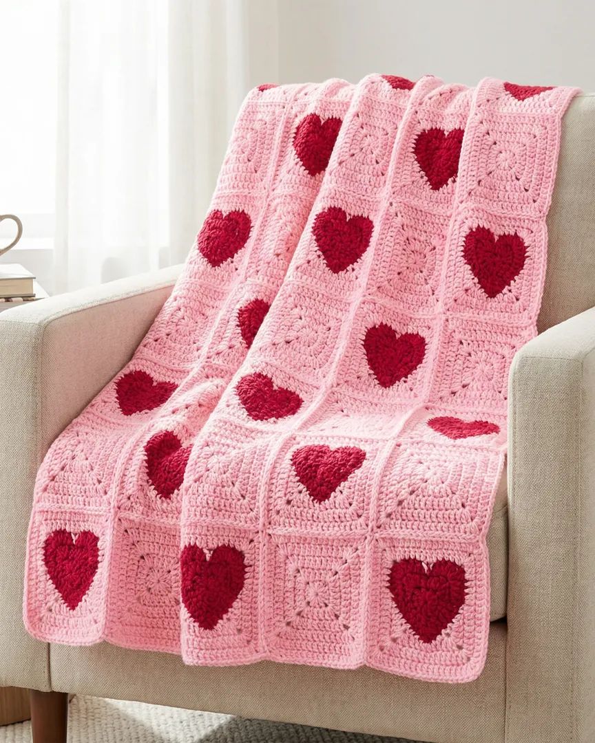 Blushing Hearts Blanket crochet pattern