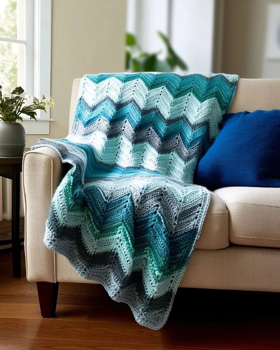 Eyelet Waves Crochet Blanket crochet pattern