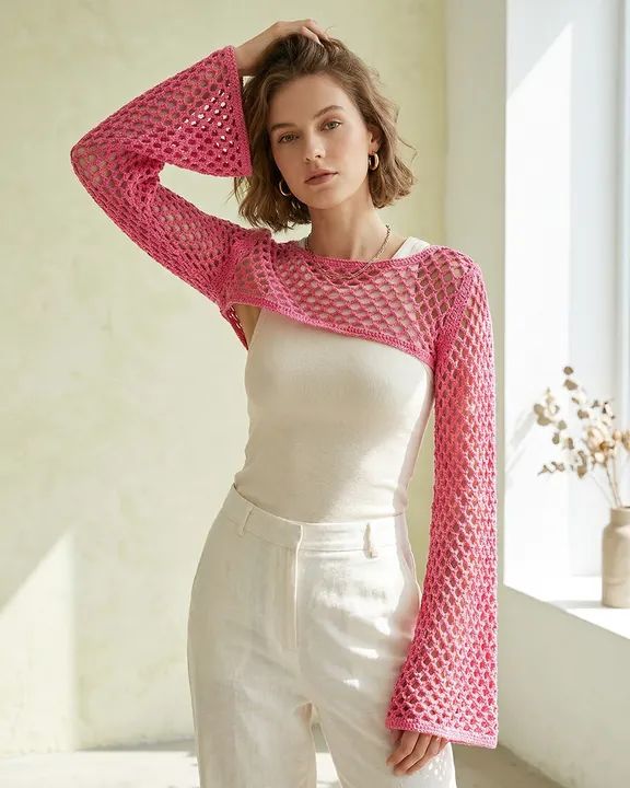 Berry Punch Mesh Shrug crochet pattern